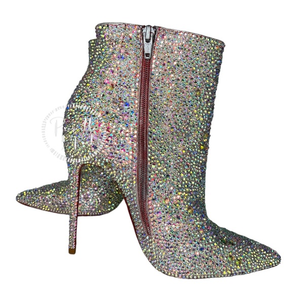 Christian Louboutin So Kate White Custom Strass Crystal Boots Booties Swavorski - Picture 15 of 17